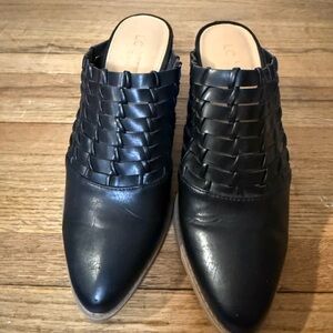 LC Lauren Conrad Black Woven Mules with Block Heel